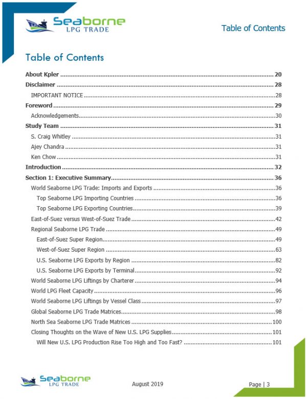 Study Table of Contents – Seaborne LPG Trade